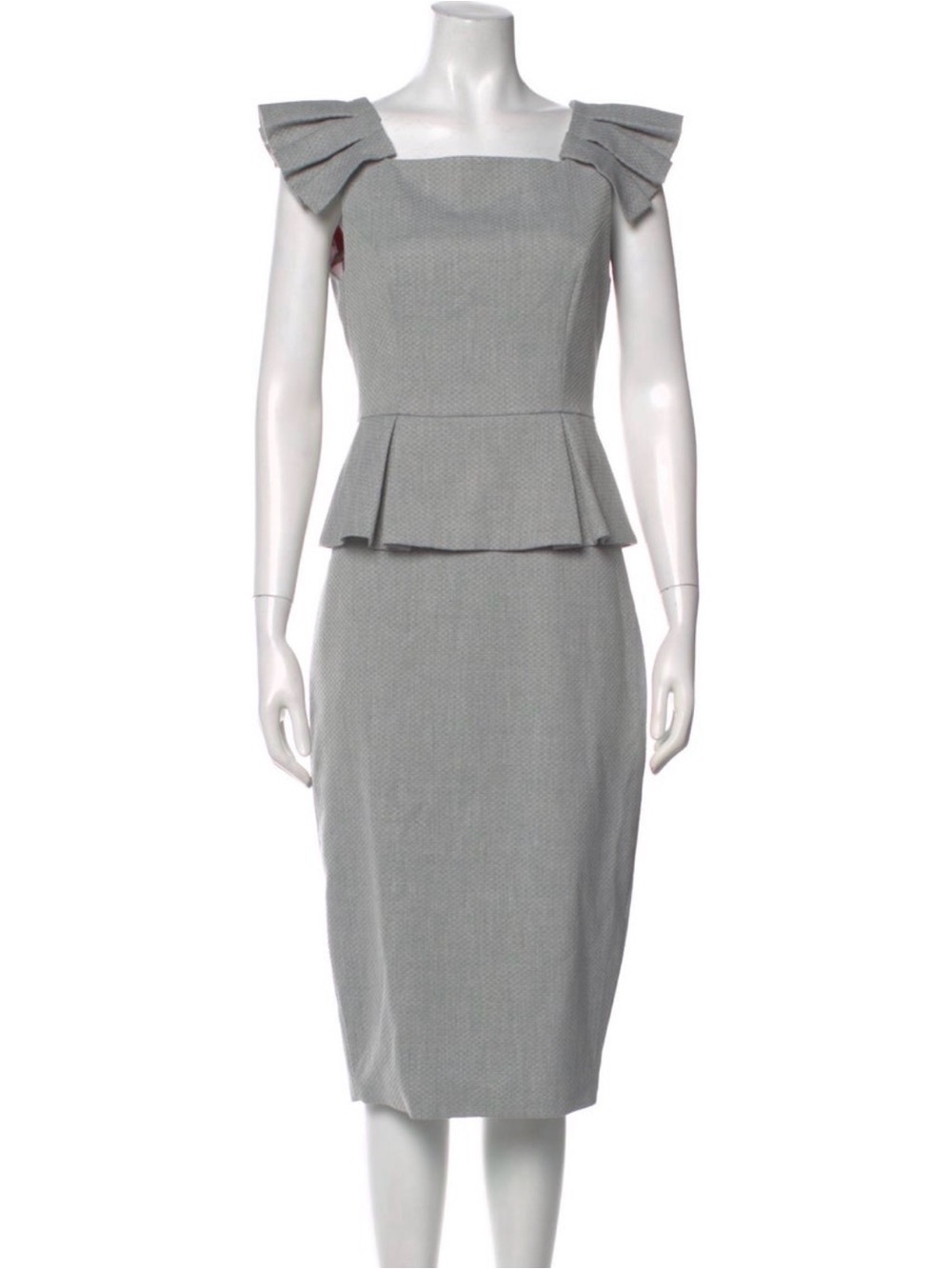 Ted Baker Light Gray Structured Peplum Midi Dress
